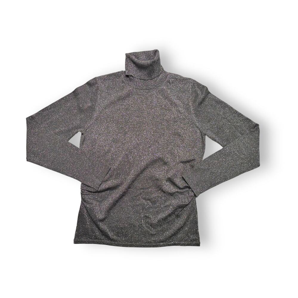 Chelsea & Theodore Gray Metallic Shimmer Turtleneck Size Medium